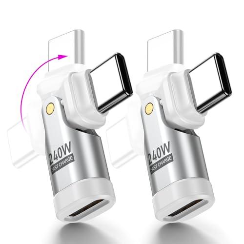 USB-C 変換アダプタ PD240W 180°回転可2個セットタイプC 変換アダプタ 急速充電可 ...