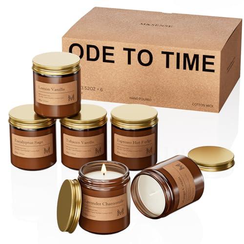 M&amp;SENSE アロマキャンドル 6セット ミニ 蓋付き 花の香り バニラ ホワイトティー ラベンダ...