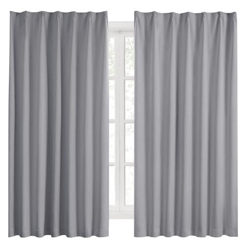 Hansleep カーテン 1級遮光 2枚組 幅150cm丈230cm ライトグレー 断熱 防寒 防...