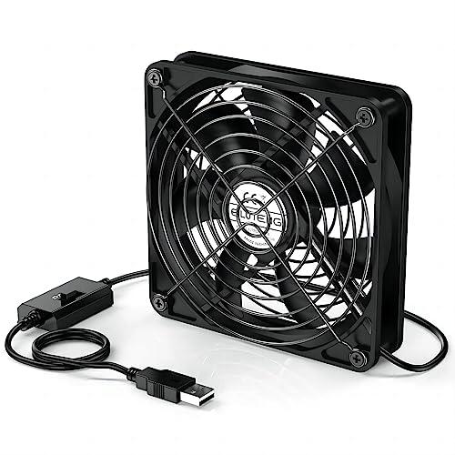 ELUTENG USBファン 12cm 冷却ファン 強力 1500RPM USB扇風機 5V 静音 ...