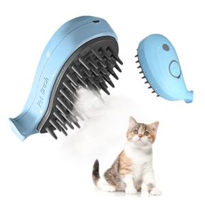LUPAPA 猫ブラシ スチームブラシ 蒸しブラシ 充電式 3-in-1 ミスト機能 抜け毛取り 静電気防止 猫清潔 皮膚に優しい (ブルー)｜kirelab-net