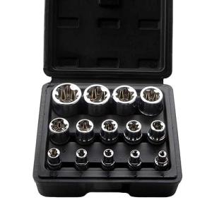 LSLANSOON E型トルクスソケットセット 14点 星型 花型 ソケットレンチ E4 E5 E6 E7 E8 E10 E11 E12 E14｜kirelab-net