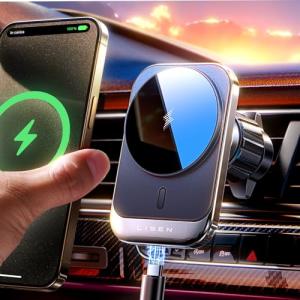 LISEN マグセーフ充電器 車 充電ホルダー スマホスタンド 0.1秒吸着 マグネット 車用スマホホルダー スマホホルダー 車 15 Wワイヤ｜kirelab-net