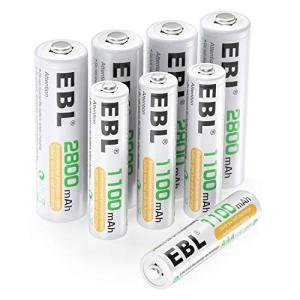 EBL 単3・単4電池セット 単3電池 充電式 2800mAh４本＋単4電池 充電式1100mAh４本パック 約1200回繰り返し充電 電池収納｜kirelab-net