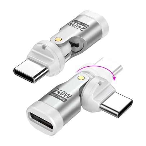 USB-C 変換アダプタ PD240W 540°回転可2個セットタイプC 変換アダプタ 急速充電可 ...