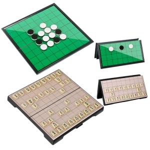 Keyquill 将棋 リバーシセット 磁石 ボードゲーム 初心者向け 将棋セット リバーシ 二つセット マグネット式 将棋盤 折りたたみ 子供｜ルミナスエイト ヤフー店