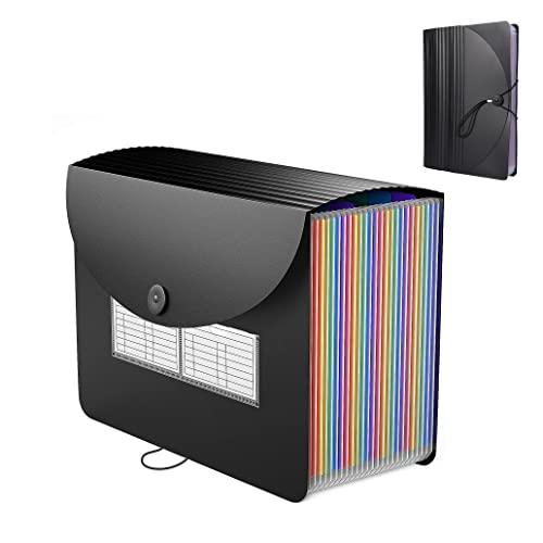 ドキュメントスタンド A4 24ポケットアコーディオンファイル 書類ケース 色別ファイリング 大容量...