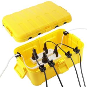 RESTMO 大型コンセントボックス 屋外 電源 防水 ボックス IP54 雨よけ 耐候性 ガーデンライト、タイマー、コンセントプラグに最適 黄｜kirelab-net