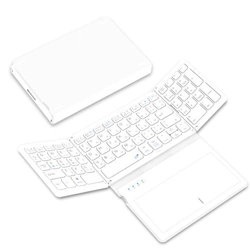 Omikamo キーボード ワイヤレス 折り畳み式 大型タッチパッドとテンキー搭載 キーボード bl...