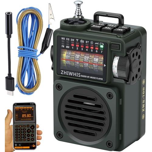 ZHIWHIS Bluetoothスピーカー BCLラジオ MP3プレーヤー AM/FM/短波/ワイ...