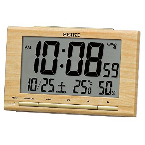 セイコークロック 目覚まし時計 電波 デジタル カレンダー 薄茶木目 91×148×47mm SQ7...