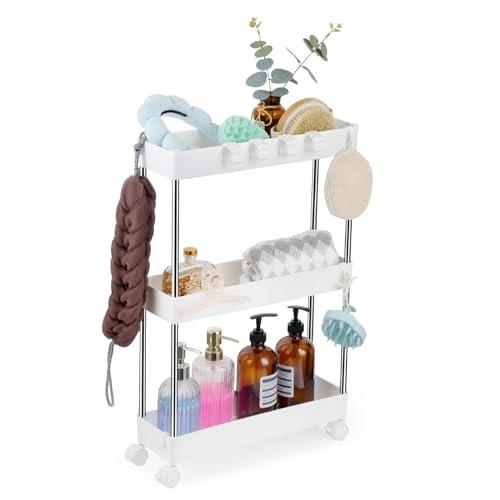 Goowin Goowin 隙間収納 12cm キャスター付きワゴン スリムラック 3段 洗面台 収...