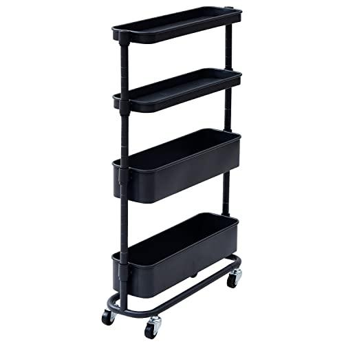 山善(YAMAZEN) 隙間トローリー すき間トローリー ワゴン キャスター付き 高さ調節 全体耐荷...