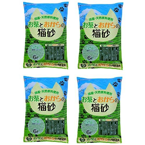 常陸化工 お茶とおからの猫砂 6L×4個
