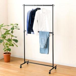 ドウシシャ ハンガーラック 2段式パイプハンガー 幅100cm 耐荷重120kg 頑丈 黒 ブラック おしゃれ 可愛い LIH2-100BK 幅｜kirelab-net
