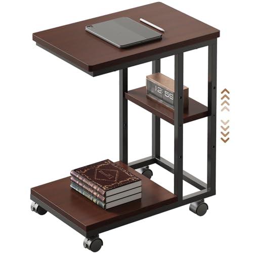 YeTom サイドテーブル キャスター付き ソファーテーブル コの字型ベッドサイドテーブル ソファテ...