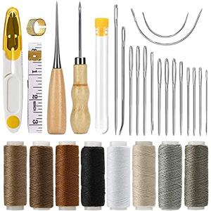 レザークラフト 工具 革細工 工具セット 手縫い 針 糸 革工具セット キット レザークラフト 29点セット 初心者 DIY工具 縫製キット｜kirelab-net