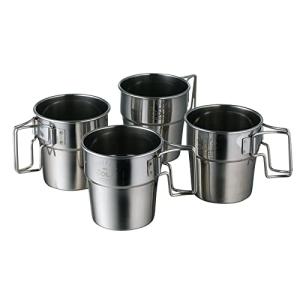 カクセー(Kakusee) アウトドア マグカップ 4点 セット スタッキング  ステンレス コンパクト収納 袋付き キャンプ SOLA ソラ｜kirelab-net