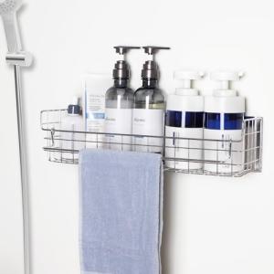 ZPAI ワイド44cmステンレス製 お風呂 ラック 錆びない マグネット 浴室用ラック 幅44.3*奥行12*高さ11cm ステンレス バスケ｜kirelab-net