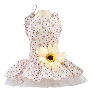 犬のドレス子犬高級スカート犬の服プリンセスドレス結婚式のイブニングドレスツツスカートデイジーフラワースカート小さな犬の女の子のための S ピンク｜kirelab-net