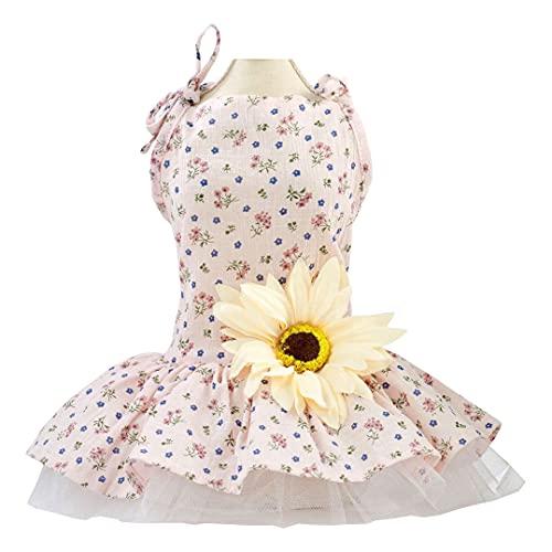 犬のドレス子犬高級スカート犬の服プリンセスドレス結婚式のイブニングドレスツツスカートデイジーフラワー...