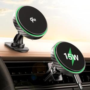 magsafe 車載 Qi2 15W急速充電 車載ワイヤレス充電器 magsafe充電器車 スマホスタンド 360°自由調整・エアコン通気口クリ｜kirelab-net
