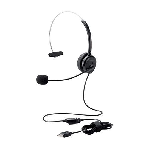 エレコム(ELECOM) ヘッドセット USB オーバーヘッド 有線 片耳 30mmドライバ ブラッ...