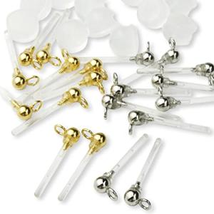 ピアス パーツ 樹脂 3mm 丸玉 カン付き キャッチ付き アレルギーフリー ゴールド シルバー 2色10ペア20個 セット｜kirelab-net