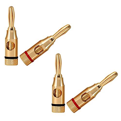 サムコス バナナプラグ ねじ込み式 ソルダーレススピーカーケーブル用 24K金メッキ コネクタ 赤黒...