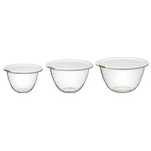 HARIO(ハリオ) レンジフタ付き 耐熱ガラス製 ボウル 3個セット 900ml 1500ml 2200ml BUONO kitchen マル｜kirelab-net