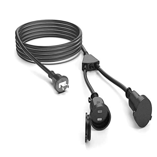 GJWLaie 延長コード 2m 防雨延長コード 15A 125V 2分配 3分配 十字型 屋外 屋...