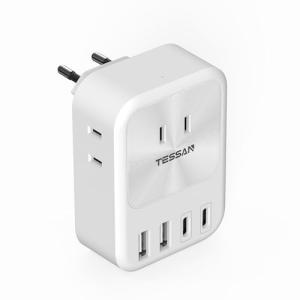 海外 変換プラグ cタイプ TESSN 1台7役 2USB-C付き 韓国 コンセント 変換プラグ タイ 及びドイツ イタリア フランスなどヨーロ｜kirelab-net