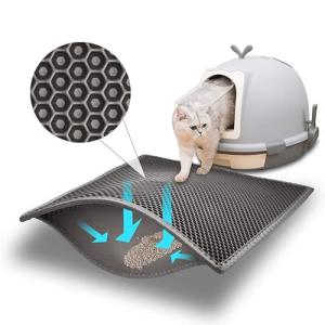 猫砂マット猫トイレマット30*45cm 猫砂取りマット猫砂の飛び散り防止 蜂房の設計 砂取りマットマット 二重構造 再利用 ペットキレイ 洗える｜kirelab-net