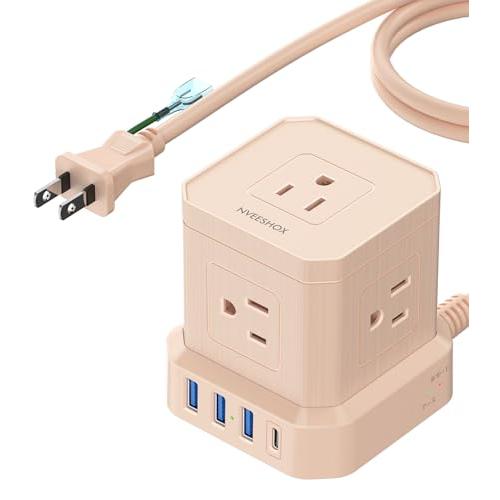 NVEESHOX 電源タップ Type-C付き 延長コード 2M ミニキューブ型 コンセント usb...
