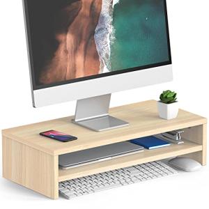 Fitueyes モニター台 パソコン台 モニタースタンド 机上台54cm横幅 木製天板 二段式PC台卓上 パソコンスタンド デスクトップ用 机｜kirelab-net