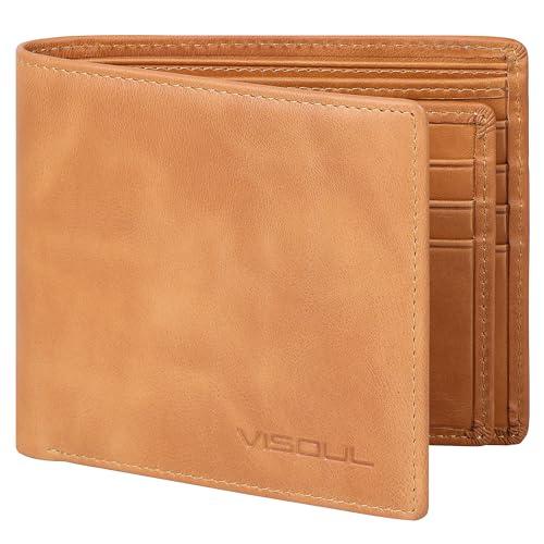 [VISOUL] 財布 本革 15枚カード入れ 2つ折り 財布 メンズ 二つ折り 小銭入れなし 免許...
