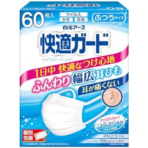 快適ガード マスク ふつうサイズ 60枚入 個別包装｜kirelab-net