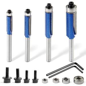 Shineyoo トリマービット ルータービット ?径6mm 4本入り 面取りビット ベアリング付き トリマー ビット ストレート ほぞカッター｜kirelab-net