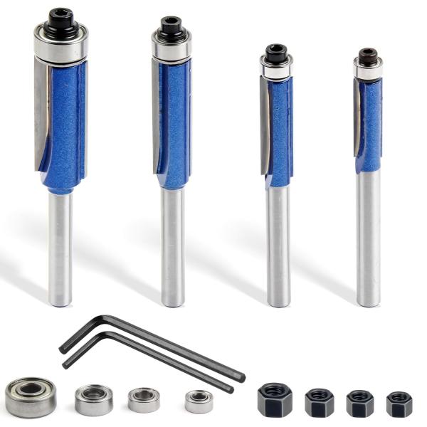 Shineyoo トリマービット ルータービット ?径6mm 4本入り 面取りビット ベアリング付き...