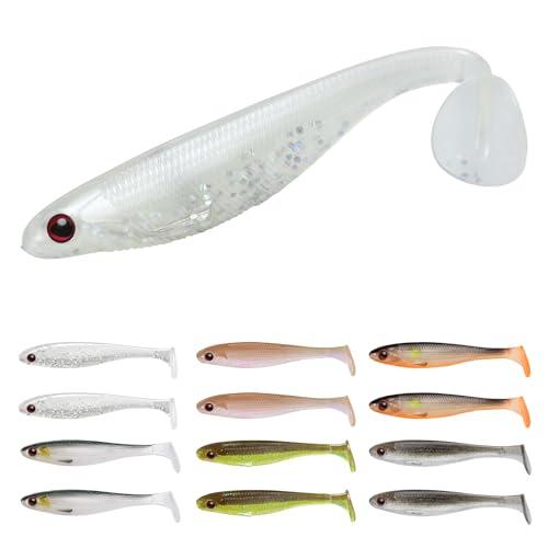TRUSCEND ソフトルアー 12PCS パドルテール スイムベイト グローインザダーク ソフトジ...
