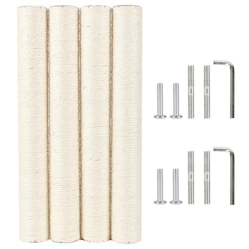 ECCIBOUN 4本セット 直径7.4cm 猫 爪研ぎ キャットタワー ポール 替え  麻柱 用 ...