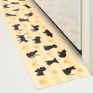 アイメディア キッチンマット サッと拭けるキッチンマット 40×180cm 犬猫柄 キッチンラグ 台所マット 清潔 お手入れ簡単 洗濯不要 おし｜kirelab-net