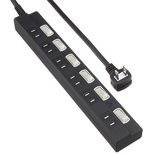 オーム(OHM) 雷に強い節電タップ 6個口 2m 黒 [品番]00-6945