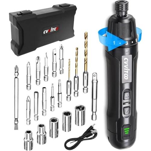 CVVITOO 電動ドライバー 3.6V コードレス ドライバーキット 電動トルク 6N.m 手動 ...