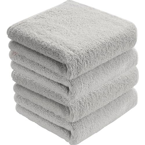 AYO フェイスタオル ホテル仕様 4枚セット ライトグレー ふかふか 綿100% 34×80cm ...