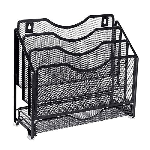 卓上収納ラック ファイルラック 多機能壁掛け書類ラック 書類トレー ラック A4 ファイルラック デ...