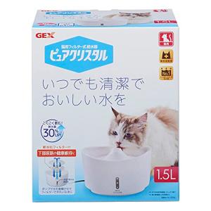 GEX ピュアクリスタル ホワイト 静音 軟水化フィルター1枚付き 下部尿路の健康維持 フィルター式給水器 猫用 1.5L｜kirelab-net