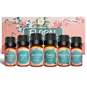 Poven アロマオイル 6本セット エッセンシャルオイル 精油 ラベンダー/ローズ/桜/ホワイトティー/イランイラン/ジャスミン 10ml×6｜kirelab-net