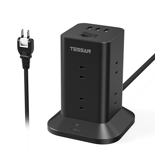 延長コード2m usb 電源タップ タワー TESSAN テーブルタップ タコ足配線 蛸足コンセント...