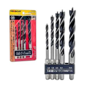 YOKOCUT 木工用ドリル 5本組 六角軸 ドリルセット 木材 穴開けドリル 先三角木工用ドリルビット｜kirelab-net